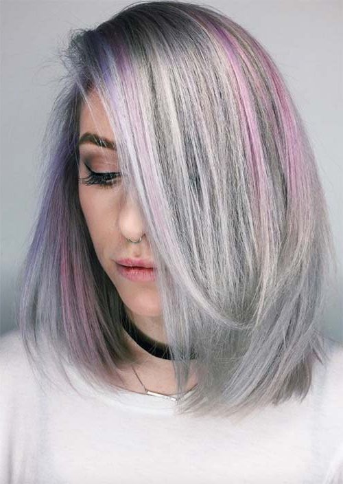 Silver Hair Trend: 51 Cool Grey Hair Colors & Tips For Going Gray Within Silver Bob Hairstyles With Hint Of Purple (Photo 11 of 25)