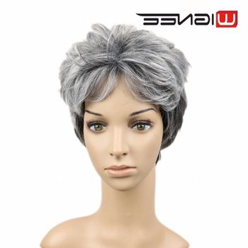 Wignee Short Layer Hair Wigs High Temperature Gray Color Synthetic Throughout Gray Hairstyles With High Layers (View 17 of 25)
