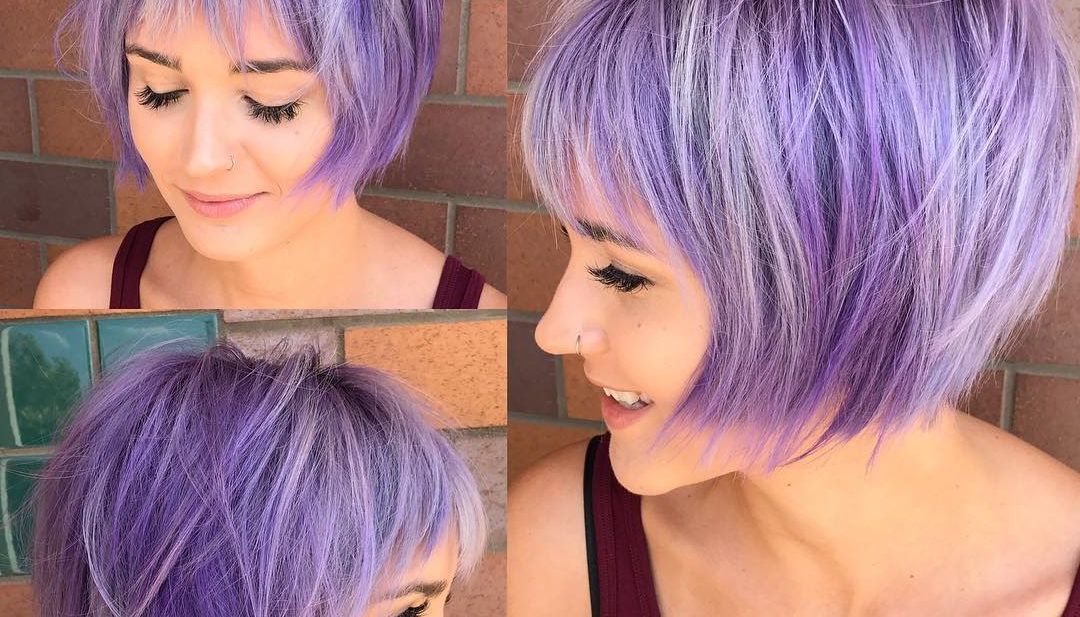 Women's Undone Shaggy Bob With Fringe Bangs And Lilac Color With Intended For Short Messy Lilac Hairstyles (Photo 15 of 25)