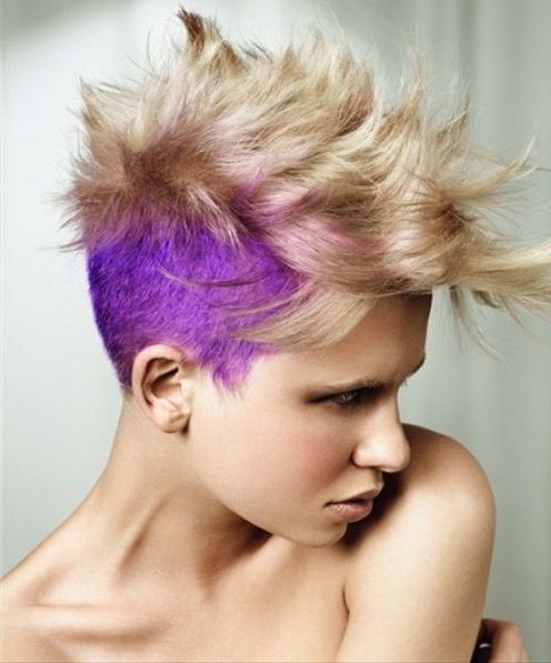 Best Two Tone Hairstyles. Ombre Hair Color Ideas. Two Tone Blonde Pertaining To Mohawk Hairstyles With Vibrant Hues (Photo 16 of 25)