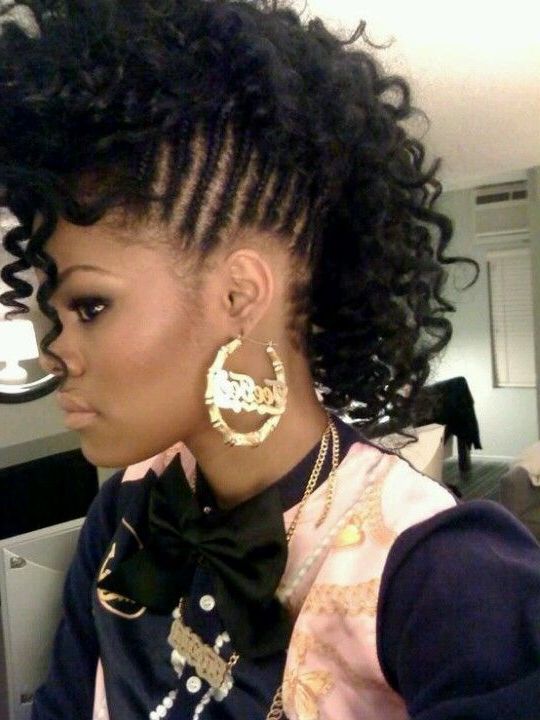 Braided/curly Faux Hawk | Hair | Pinterest | Hair Styles, Natural Pertaining To Black Braided Faux Hawk Hairstyles (View 5 of 25)