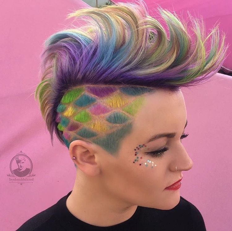 Colourful Mohawk With Hair Tattoo. #hairdare #rockthehawk | Hair In With Regard To Unique Color Mohawk Hairstyles (Photo 6 of 25)