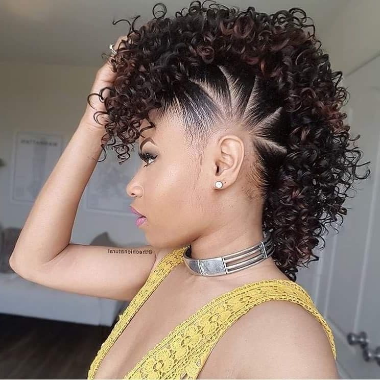Curly Faux Hawk | Curls, Buns, Braids, Bobs, Knots, And Twists In Black Braided Faux Hawk Hairstyles (View 11 of 25)