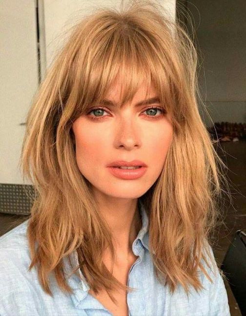 Hairstyle. Astounding Haircuts With Bangs Collection: Haircuts With Regarding Latest Medium Messy Feathered Haircuts (Photo 20 of 25)