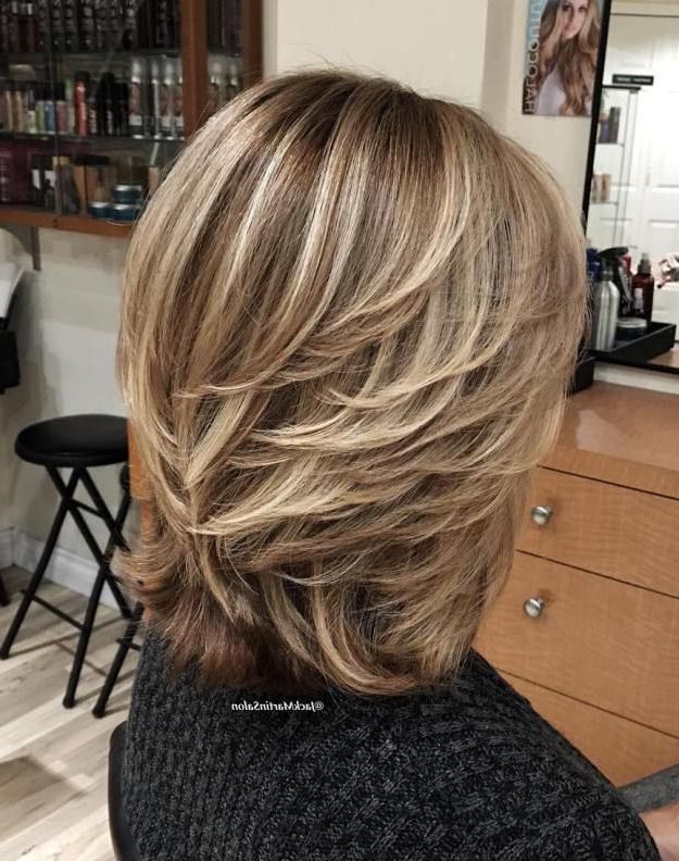 Medium Layered Brown Blonde Hairstyle – Best Cuts For Women Over 50 With Newest Brown And Blonde Feathers Hairstyles (Photo 1 of 25)