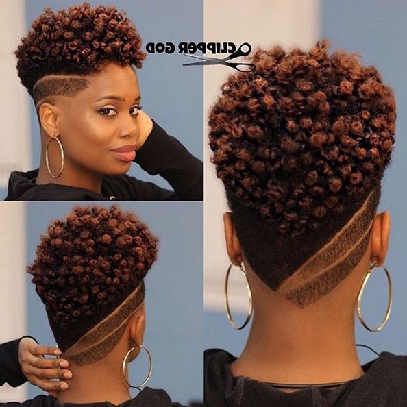 Natural Curly Fade Mohawk Hairstyle For Women | Haircuts For Black Within High Mohawk Hairstyles With Side Undercut And Shaved Design (Photo 6 of 25)