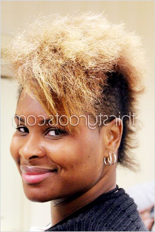 Natural Hair Blowout Styles In Mohawk Haircuts With Blonde Highlights (View 6 of 25)