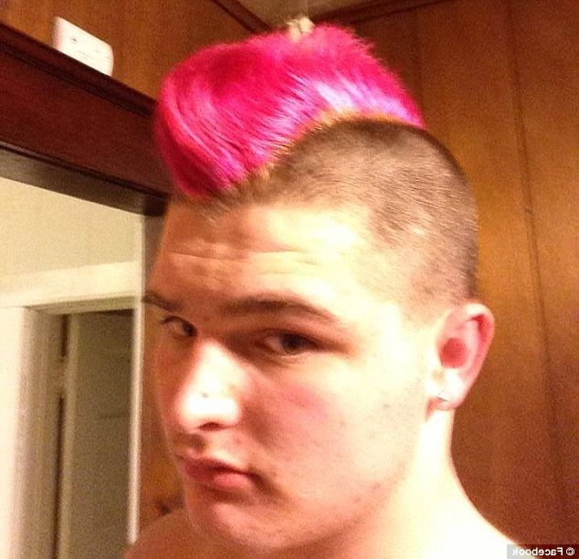Student Who Got A Pink Mohawk For Breast Cancer Awareness In Honor In Hot Pink Fire Mohawk Hairstyles (View 13 of 25)