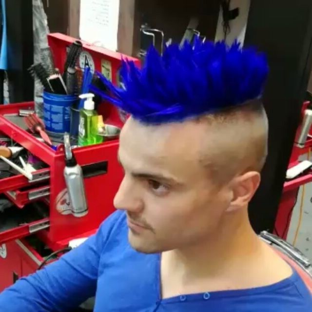 Video. Follow Model | Hair | Pinterest | Haircuts, Rainbow Hair With Textured Blue Mohawk Hairstyles (Photo 14 of 25)