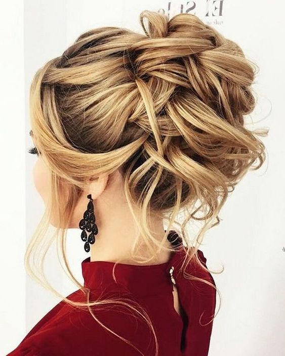 10 Updos For Medium Length Hair From Top Salon Stylists With Curly Ash Blonde Updo Hairstyles With Bouffant And Bangs (View 24 of 25)
