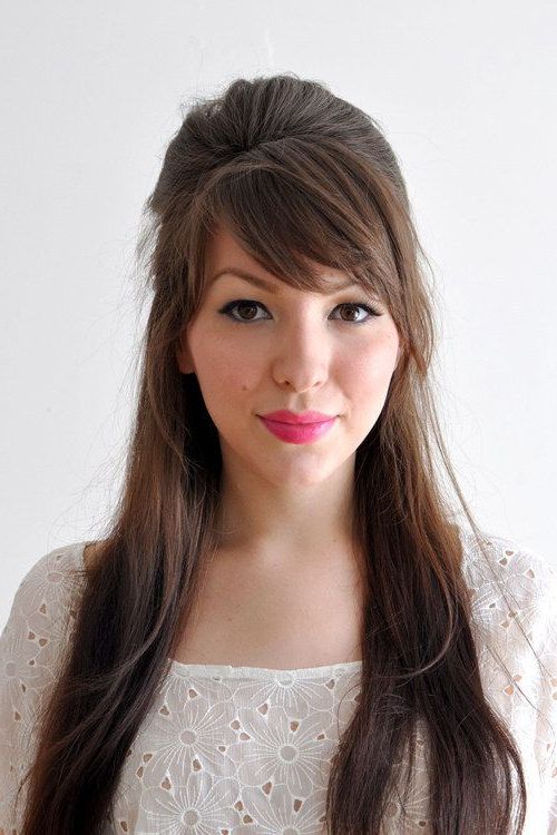 31 Gorgeous Wedding Hairstyles You Can Actually Do Yourself Within Semi Bouffant Bridal Hairstyles With Long Bangs (View 13 of 25)