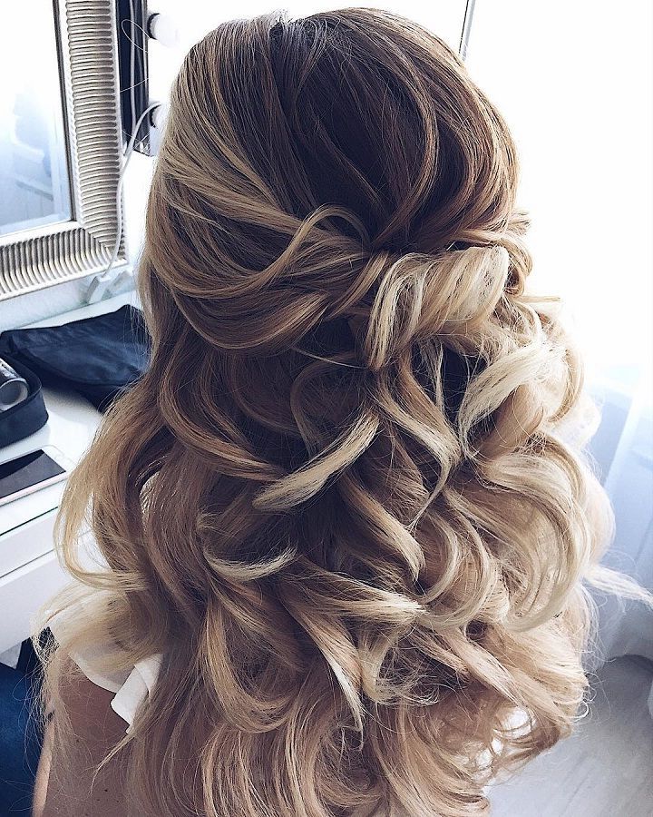33 Half Up Half Down Wedding Hairstyles Ideas | Wedding Hair With Curly Bob Bridal Hairdos With Side Twists (View 3 of 25)