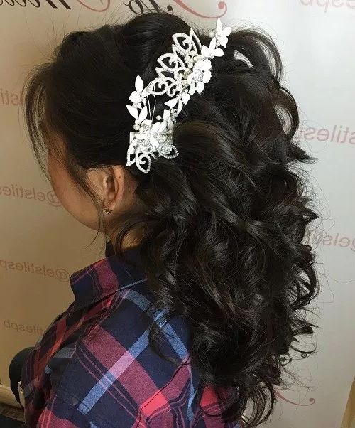 50 Stylish Half Up Half Down Wedding Hairstyles – Page 41 Of 51 Pertaining To Pulled Back Half Updo Bridal Hairstyles With Comb (View 3 of 25)
