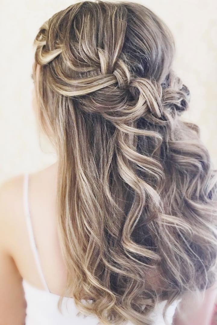 Beautiful Crown Braid Half Up Half Down Wedding Hair Inspiration Throughout Highlighted Braided Crown Bridal Hairstyles (View 8 of 25)