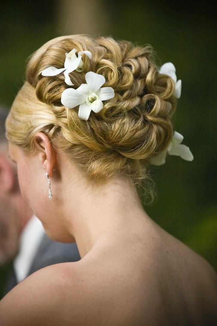 Beauty Photos – Curly Hair Updo – Inside Weddings In Curly Wedding Hairstyles With An Orchid (View 4 of 25)