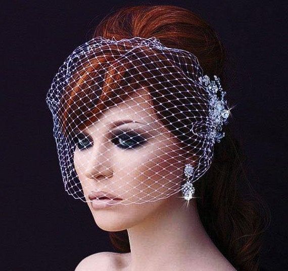 Birdcage Veil & Hair Comb Bridal Party Accessory Wedding | Etsy Throughout Swirled Wedding Updos With Embellishment (View 22 of 25)