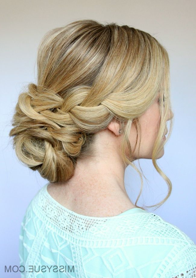 Braid And Low Bun Updo | Missy Sue For Sparkly Chignon Bridal Updos (View 9 of 25)