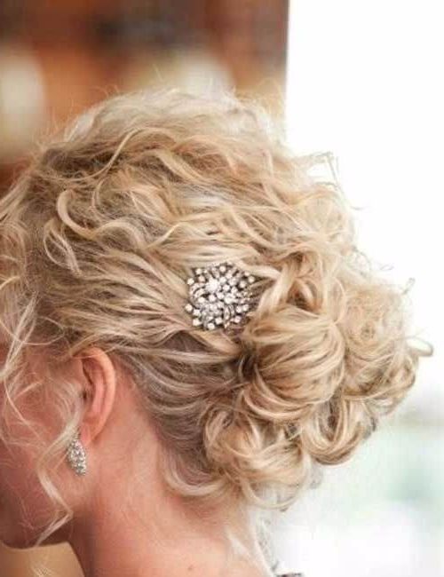 Curly Hair Pinned Up With Adorable Barrette | Hair Extensions Throughout Curly Wedding Updos With Flower Barrette Ties (View 3 of 25)