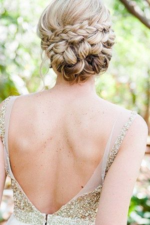 Elegant Twisted Updo Wedding Hairstyles With Glitter Dress – Oh Best Pertaining To Sparkly Chignon Bridal Updos (View 12 of 25)