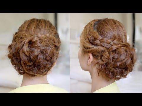 Hair Tutorial: Bridal Curly Updo With Braids – Youtube Within Side Lacy Braid Bridal Updos (View 9 of 25)