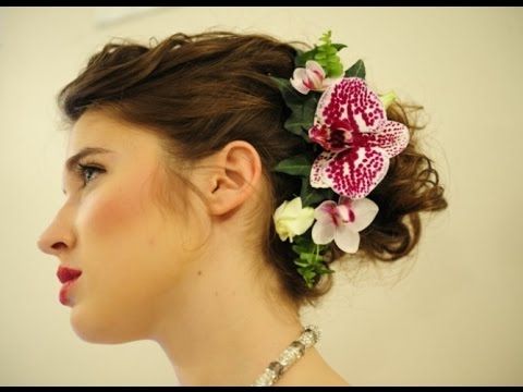Hairstyle With Orchid Flower – Youtube For Curly Wedding Hairstyles With An Orchid (View 16 of 25)