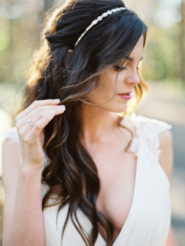 Half Up, Half Down Wedding Hairstyles For Every Type Of Bride | Brides With Large Curl Updos For Brides (View 21 of 25)