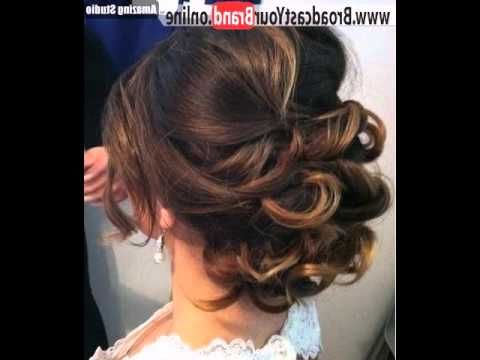 Low Loose Curly Updo For Medium Hair – Youtube For Subtle Curls And Bun Hairstyles For Wedding (View 19 of 25)