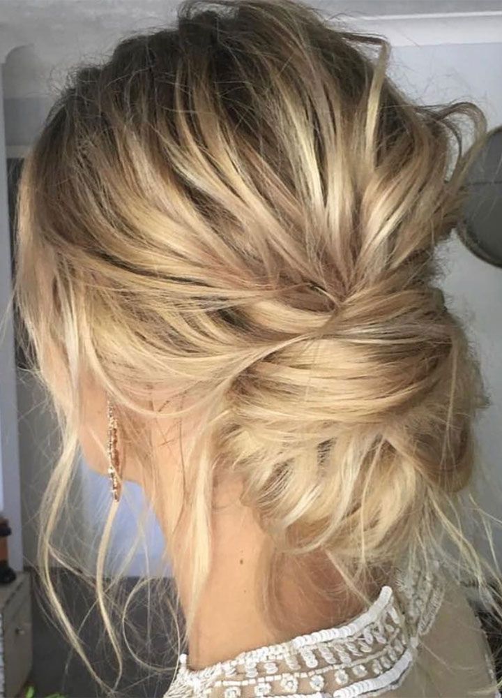 Messy Updo Wedding Hair Inspiration | Hair Styles | Hair Styles In Undone Low Bun Bridal Hairstyles With Floral Headband (View 11 of 25)