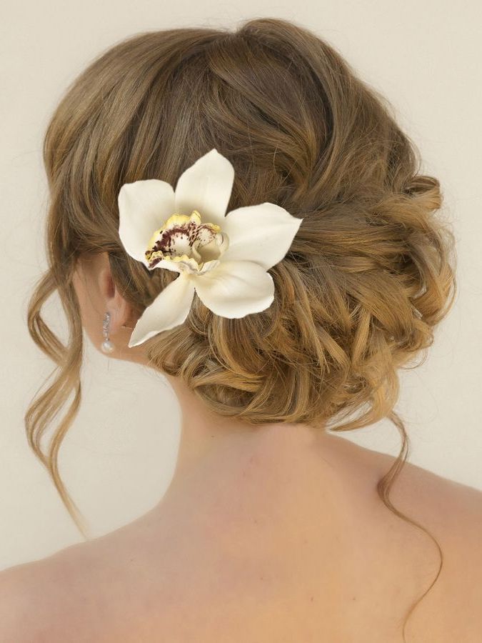 Pinjacqueline Bouley On Wedding Hair | Bridal Hair, Bridal Hair Intended For Curly Wedding Hairstyles With An Orchid (View 3 of 25)