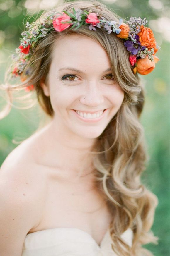 Summer Bridal Shootmichelle Boyd, Floralsmeredith Speer With Flower Tiara With Short Wavy Hair For Brides (View 19 of 25)