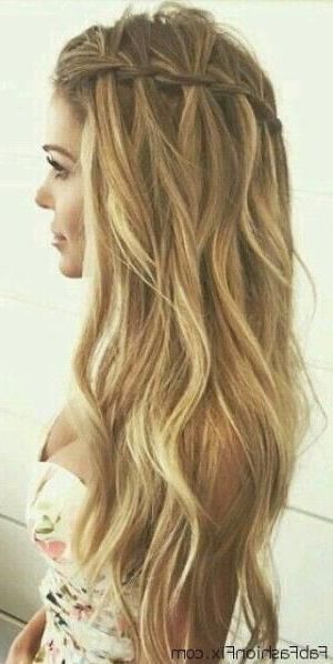 Waterfall Braid With Loose Curls – Google Search | Hairs In 2019 Intended For Fabulous Cascade Of Loose Curls Bridal Hairstyles (View 13 of 25)
