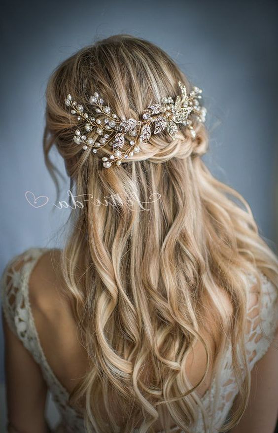 Wedding Ideas – Half Up Half Down Wedding Hairstyle Via Regarding Half Up Wedding Hairstyles With Jeweled Clip (View 2 of 25)