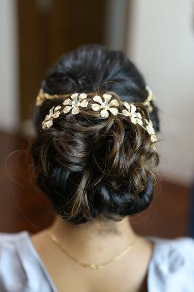 Wedding Ideas & Inspiration | Hairstyles | Pinterest | Hair Styles Regarding Undone Low Bun Bridal Hairstyles With Floral Headband (View 2 of 25)