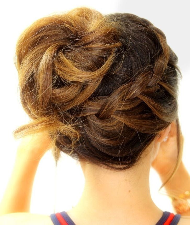 15 Fresh Updo's For Medium Length Hair – Popular Haircuts For Diagonal Braid And Loose Bun Hairstyles For Prom (View 25 of 25)