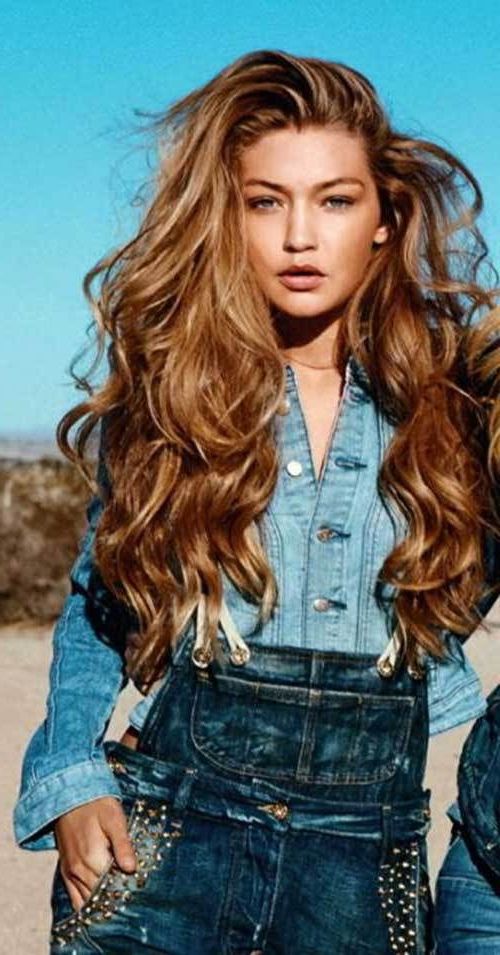 15 Stylish Long Hairstyles | Jeans Denim Jeans | Gigi Hadid Hair Regarding Long Hairstyles For Jeans (View 6 of 25)