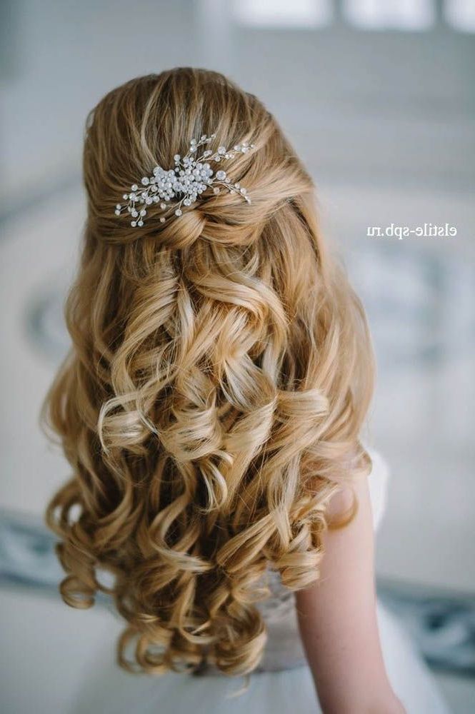 20 Awesome Half Up Half Down Wedding Hairstyle Ideas Regarding Long Hairstyles Curls Wedding (View 21 of 25)
