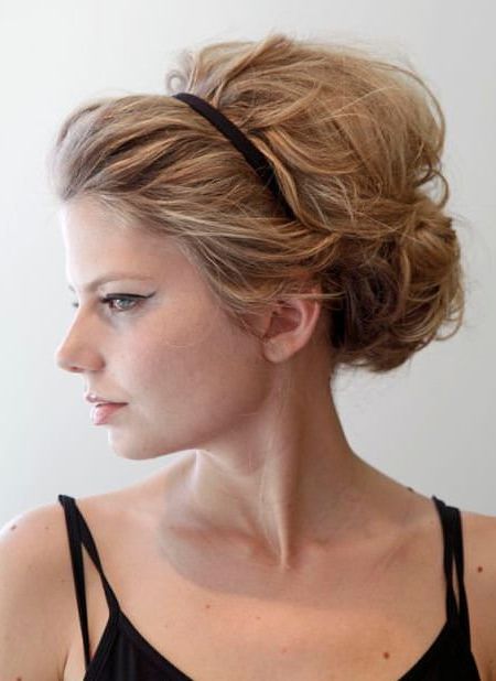 20 Messy Bun Hairstyles For Prom Throughout Teased Prom Updos With Cute Headband (View 1 of 25)