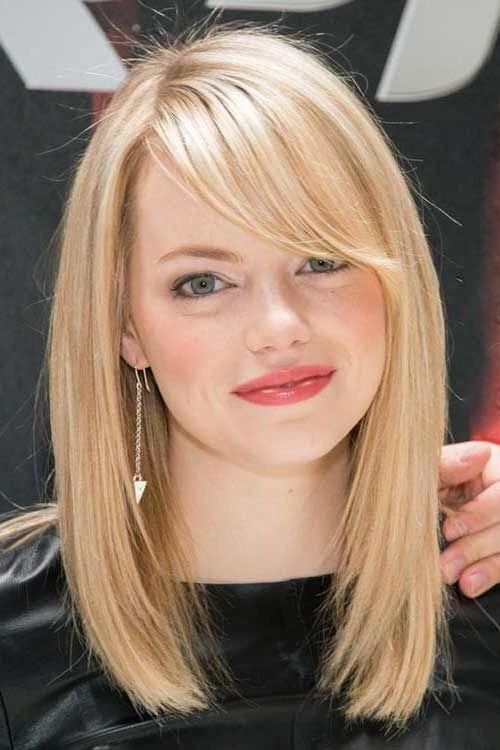 2018 Hairstyles Womens Oval Long Layered Swoop Bangs | Womens Hairstyles Regarding Long Hairstyles With Swoop Bangs (Photo 8 of 25)
