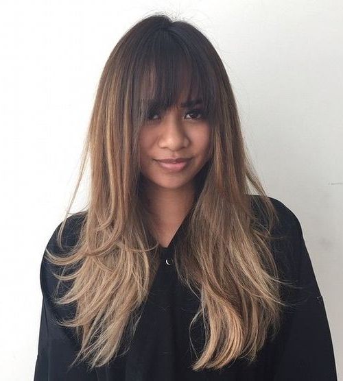 21 Cute, Effortless Long Hairstyles With Bangs And Layers In Long Voluminous Ombre Hairstyles With Layers (View 4 of 23)