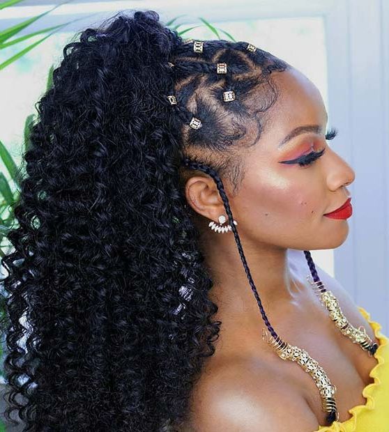 23 New Ways To Wear A Weave Ponytail | Stayglam In Curly Half Updo With Ponytail Braids (View 8 of 25)