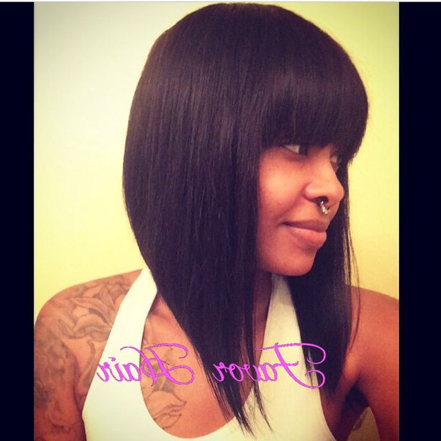 30 Trendy Bob Hairstyles For African American Women 2019 Throughout Long Hairstyles With Bangs For Black Women (Photo 13 of 25)