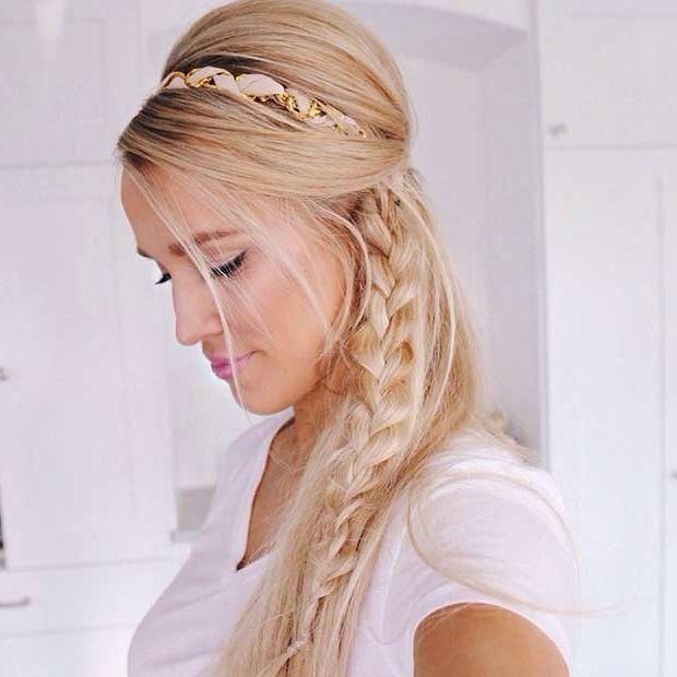 31 Half Up, Half Down Prom Hairstyles | Page 3 Of 3 | Stayglam Intended For Half Prom Updos With Bangs And Braided Headband (View 14 of 25)