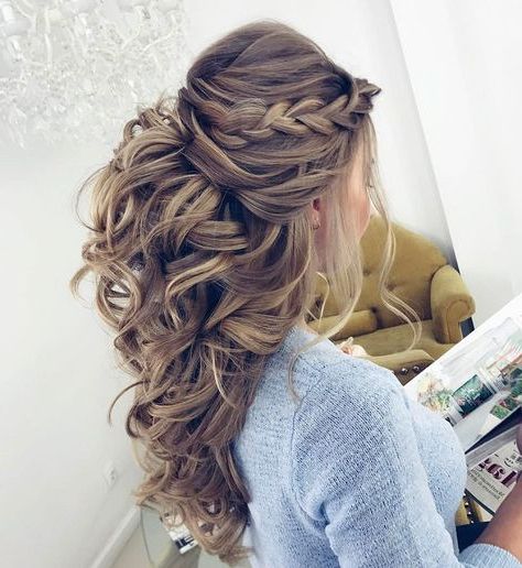32 Pretty Half Up Half Down Hairstyles – Partial Updo Wedding Within Long Hairstyles Half Up Curls (View 1 of 25)
