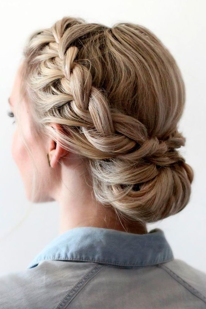 42 Braided Prom Hair Updos To Finish Your Fab Look | Prom | Braided In Bun And Three Side Braids Prom Updos (View 1 of 25)