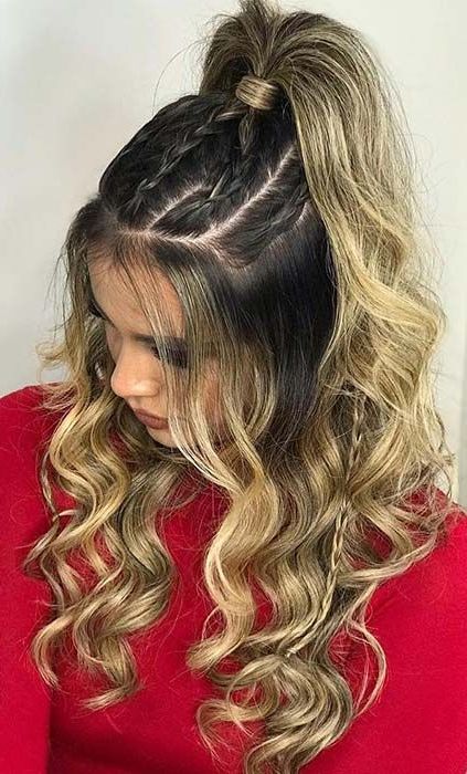 43 Stunning Prom Hair Ideas For 2019 | Braid Hairstyles | Hair Inside Curly Half Updo With Ponytail Braids (View 4 of 25)