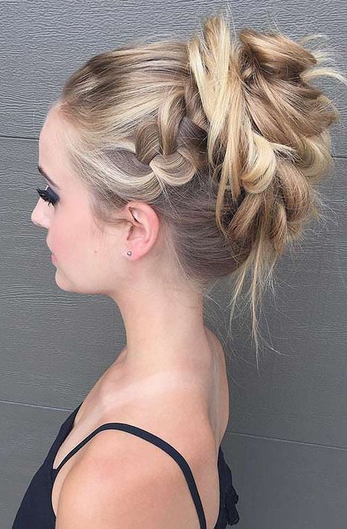 99 Most Fashionable Prom Hairstyles This Year Inside Classic Roll Prom Updos With Braid (View 17 of 25)