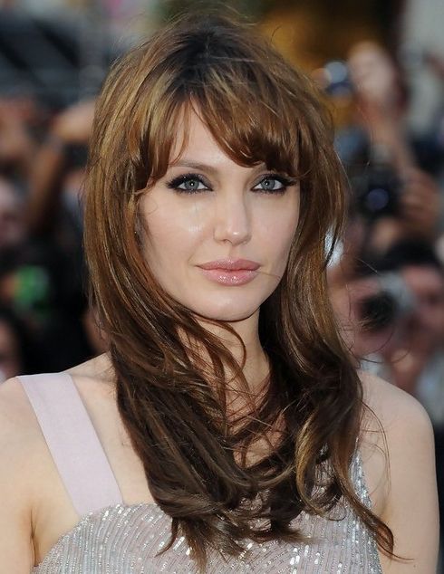 Angelina Jolie Hairstyles: Long Hairstyle With Short Bangs – Popular With Long Hairstyles With Short Bangs (View 4 of 25)