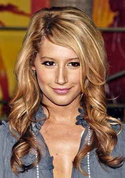 Ashley Tisdale's Long Hairstyle With Side Swept Bangs – Prom, Casual In Side Swept Brunette Waves Hairstyles For Prom (Photo 7 of 25)