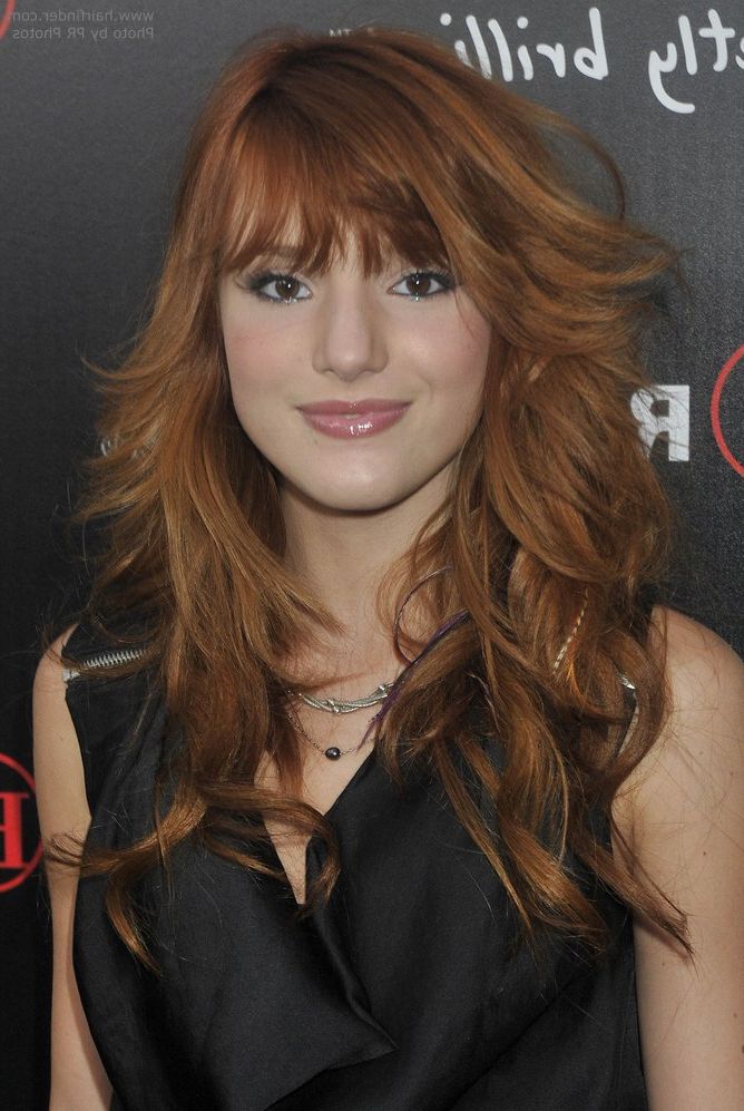 Bella Thorne Sporting A Long Razor Cut Hairstyle With Razor Cut Long Hairstyles (Photo 11 of 25)
