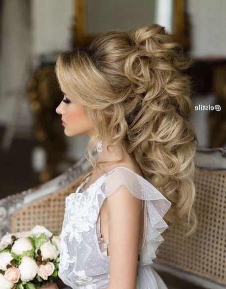 Curly Long Hair Updo Wedding Hairstyle Inside Long Hairstyles Curls Wedding (View 16 of 25)